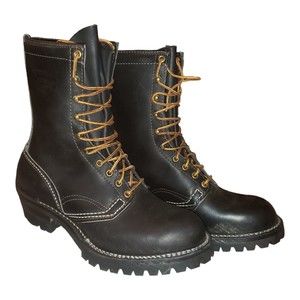 WESCO Custom Packer Regular Toe Boots US 10D Black 10" #100 Vibram sole.
